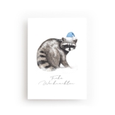 POSTKARTE WASCHBÄR WEIHNACHTEN