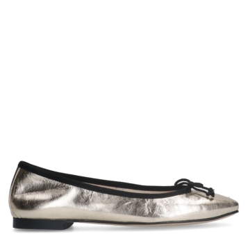 Goldfarbene Leder-Ballerinas