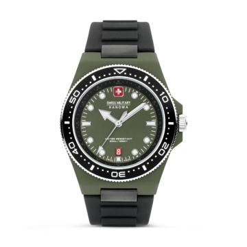 Swiss Military Hanowa Quarzuhr OCEAN PIONEER, SMWGN0001181, Armbanduhr, Herrenuhr, Schweizer Uhr, Swiss Made, Datum, Saphirglas, oliv