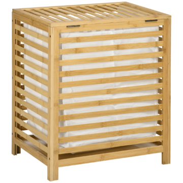 HOMCOM Wäschekorb 55L Bambus Wäschetruhe mit Deckel und entnehmbarem Wäschesack für Schlafzimmer und Bad 50x36x60cm Natur   Aosom.de