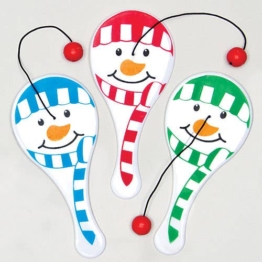 Mini-Paddleballschläger "Schneemann" (6 Stück) Weihnachtsspielzeug