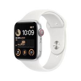 Apple Watch SE (2.Gen) LTE 44mm Aluminium Silber Sportarmband Weiß