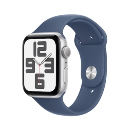 Apple Watch SE GPS 44mm Alu Silber Sportarmband Denim - M/L