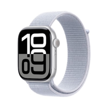 Apple Watch Series 10 GPS 46mm Aluminium Silber Sport Loop Blue Cloud