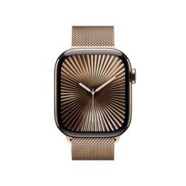 Apple Watch Series 10 LTE 42mm Gold Titangehäuse mit Gold Milanese Loop