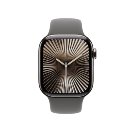Apple Watch Series 10 LTE 42mm Natural Titangehäuse mit Stone Grey Sportarmband - M/L