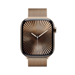 Apple Watch Series 10 LTE 46mm Gold Titangehäuse mit Gold Milanese Loop - M/L