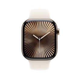Apple Watch Series 10 LTE 46mm Gold Titangehäuse mit Starlight Sportarmband - M/L