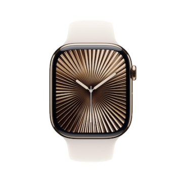 Apple Watch Series 10 LTE 46mm Gold Titangehäuse mit Starlight Sportarmband - M/L