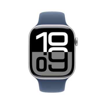 Apple Watch Series 10 LTE 46mm Silver Aluminiumgehäuse mit Denim Sportarmband - S/M