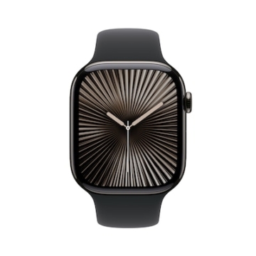 Apple Watch Series 10 LTE 46mm Slate Titangehäuse mit schwarzem Sportarmband - S/M