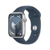 Apple Watch Series 9 GPS 45mm Aluminium Silber Sportarmband Sturmblau - M/L