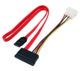 SATA Kombikabel, SATA 22 auf SATA 7 + -- 5,25", St.-St.+Bu., 0,5m