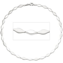 SIGO Collier Halskette 925 Silber teil matt 154 Zirkonia 45 cm Kette Silberkette