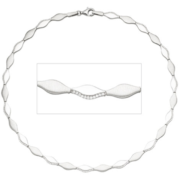 SIGO Collier Halskette 925 Silber teil matt 154 Zirkonia 45 cm Kette Silberkette
