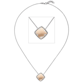 SIGO Kette mit Anhänger 375 Gold Weißgold Rotgold bicolor matt 10 Zirkonia 45 cm