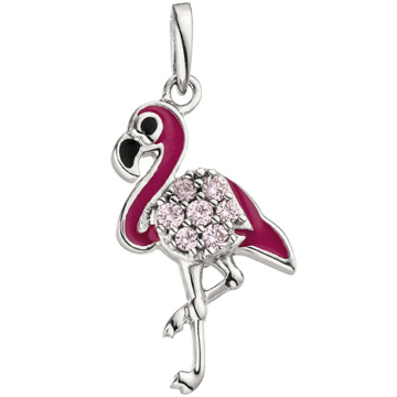 SIGO Kinder Anhänger Flamingo rosa pink  925 Sterling Silber 7 Zirkonia