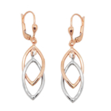 SIGO Ohrringe Brisur, 2 Ovale, bicolor, 9Kt Rotgold