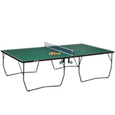 SPORTNOW Indoor Tischtennisplatte mit Rollen, Tischtennistisch Klappbar, Tischtennisspiel-Set mit 2 Tischtennisschlägern, 3 Bällen, Stahl, Grün  Aosom