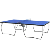 SPORTNOW Tischtennisplatte Outdoor klappbar mit Netz Rollen 2 Schlägern 3 Bällen Stahl Blau 274x1525x76cm für Garten & Freizeit   Aosom.de