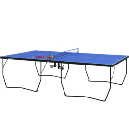 SPORTNOW Tischtennisplatte Outdoor klappbar mit Netz Rollen 2 Schlägern 3 Bällen Stahl Blau 274x1525x76cm für Garten & Freizeit   Aosom.de