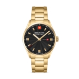 Swiss Military Hanowa Herren Armbanduhr Analog Gold/Schwarz 42mm Edelstahl Herrenuhr Chronograph Datum Armbänder