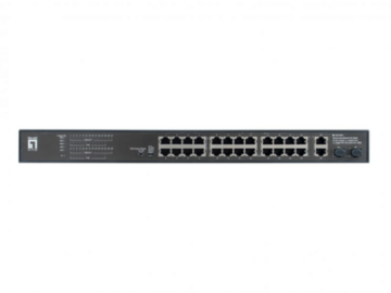 28-Port-Fast Ethernet-PoE-Switch -- 24 PoE-Ausgänge 2 x Gigabit RJ45 2 x Gigabit SFP