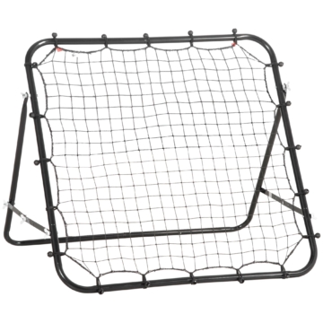 HOMCOM Fußball Rebounder Kickback Tor Rückprallwand 96x80x96 cm aus Metallrohr und PE in Schwarz für Training und Spiel Aosom.de