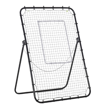 HOMCOM Fußball Rebounder Klappbares Fußballtor Kickback Rückprallwand 123x73x1785 cm 4 Verstellbare Stufen Schwarz für Training & Spaß Aosom.de
