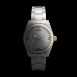 Swiss Military Hanowa Damen Armbanduhr Analog Ceramic White/Gold 38mm - Schweizer Uhr Handgelenk Uhrzeit