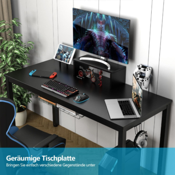Coast Gaming Table 140 cm Gaming-Tisch mit Monitorablage 155 x 60 x 94 cm schwarz