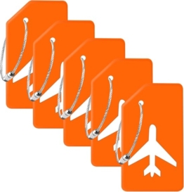 EverNeeds Gepäckanhänger - Silikon - Gepäckanhänger für Koffer - Gepäckanhänger - Orange - 5 Stück