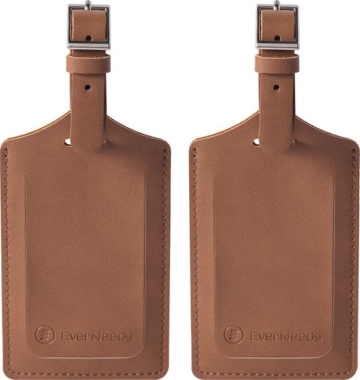 EverNeeds Kofferanhänger - Kofferanhänger für Koffer - Kofferanhänger - Kofferanhänger - PU Leder - Braun - 2 Stück