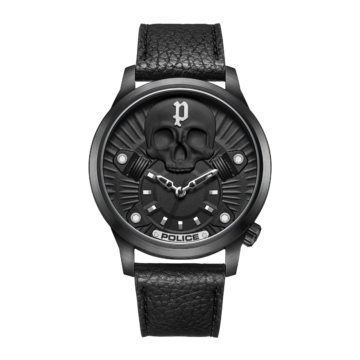 Police Herren Armbanduhr Analog Leder Schwarz 42mm Herrenuhr Uhren Armbänder Handgelenkuhr