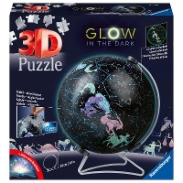 Ravensburger 3D Puzzle 11544 - Glow In The Dark Sternenglobus - 190 Teile - Nachleuchtender Globus für Kinder und Erwachsene