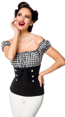 Schulterfreies Top mit Gingham-Muster