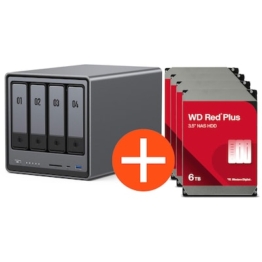 UGREEN NASync DXP4800 NAS System 4-Bay 24TB inkl. 4x WD WD60EFPX NAS HDD - 6 TB