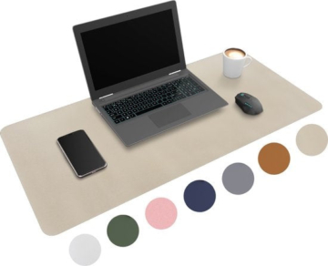 WURK Professionelle Schreibtischunterlage Kunstleder - Schreibtisch-Organizer - Inklusive Kabelclip - Beige - 80x40