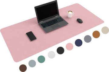 WURK Professionelle Schreibtischunterlage Kunstleder - Schreibtisch-Organizer - Inklusive Kabelclip - Rosa - 120x60