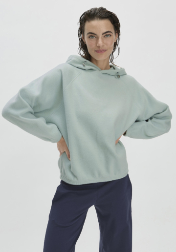 hessnatur Loungewear Fleece Hoodie Oversized ACTIVE COMFORT aus Bio-Baumwolle - grün Größe L