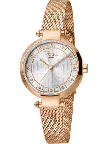 Ferrè Milano Damen Quarzuhr Gelb 30mm Edelstahl Armband