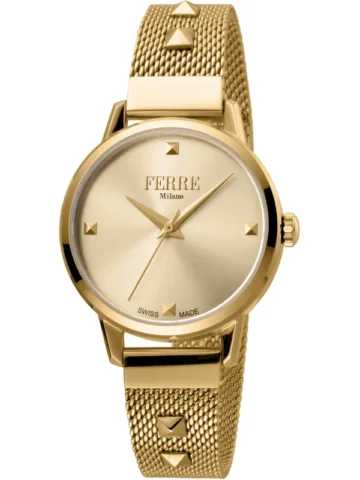 Ferrè Milano Damen Quarzuhr Gold 32mm Edelstahlarmband