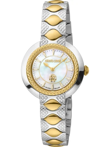 Roberto Cavalli Damen Luxusuhr Gelb 30mm Quarz Edelstahl Armband