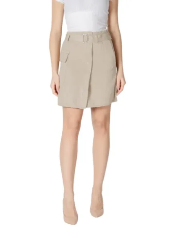 Vila Elegance Beige Plisseerock aus Baumwolle, Größe 38
