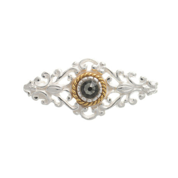 Brosche 925 Silber Trachtenschmuck Zirkonia anthrazit