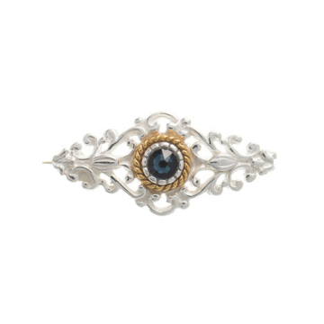 Brosche 925 Silber Trachtenschmuck Zirkonia blau