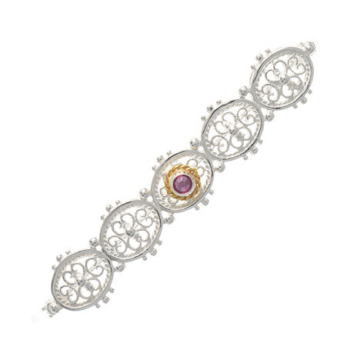 Brosche 925 Silber Trachtenschmuck Zirkonia pink