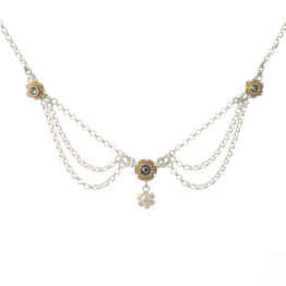 Collier 925 Silber Trachtenschmuck Perle anthrazit
