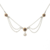 Collier 925 Silber Trachtenschmuck Perle lila