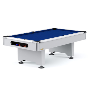Automaten Hoffmann Billardtisch "Club Pro III" Dekor Weiß, EuroSpeed, Royal-Blue, 9 ft (Spielfeld 254x127 cm)